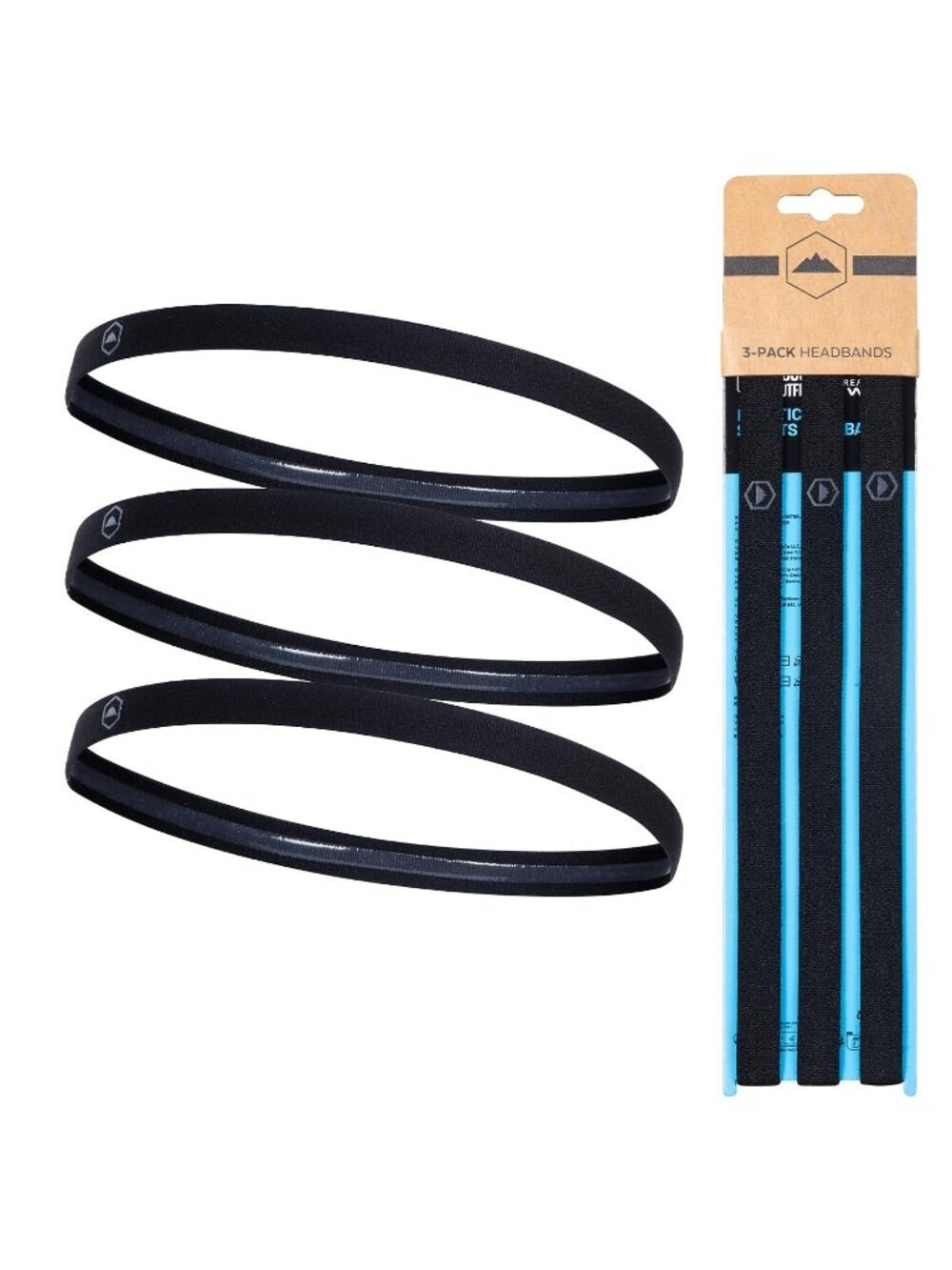 Women's Black - 3 Thin Elastic Headbands Running Sweatbands Hair Accessories